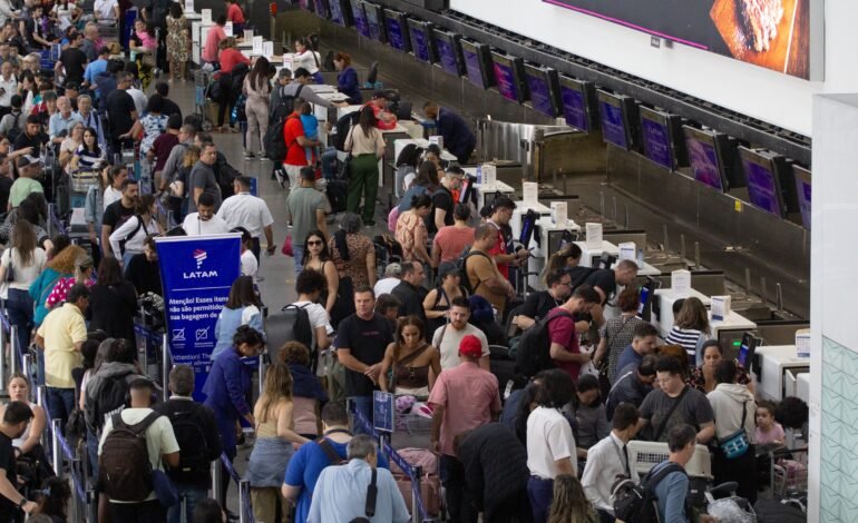 O Aeroporto Internacional de São Paulo, em Guarulhos