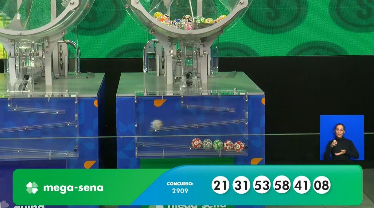 O sorteio do concurso 2.909 da Mega-Sena foi