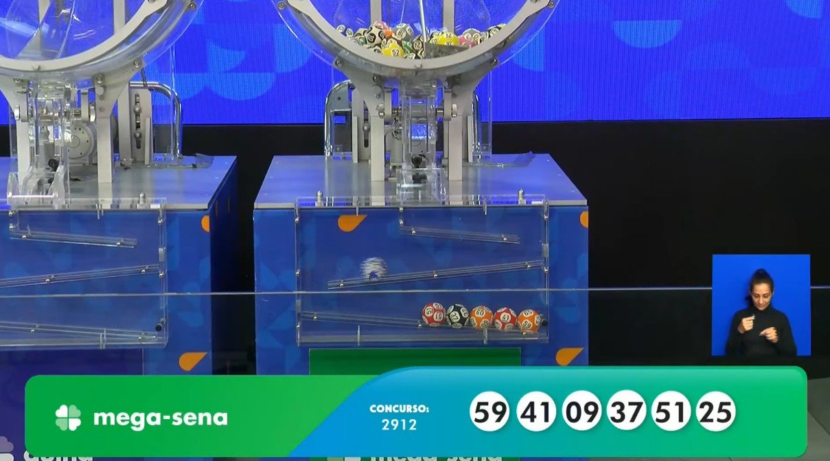 O sorteio do concurso 2.912 da Mega-Sena foi