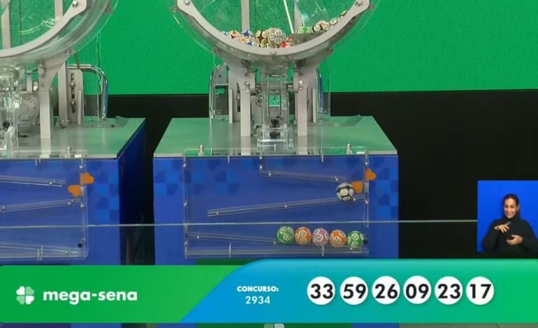 O sorteio do concurso 2.934 da Mega-Sena foi