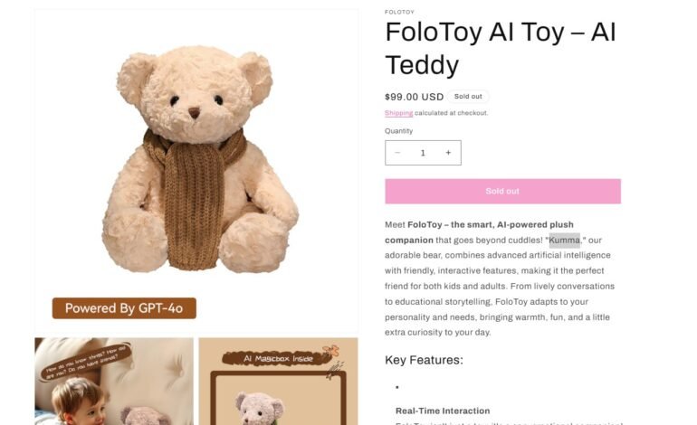 A FoloToy suspendeu a venda do ursinho de pelúcia Kumma