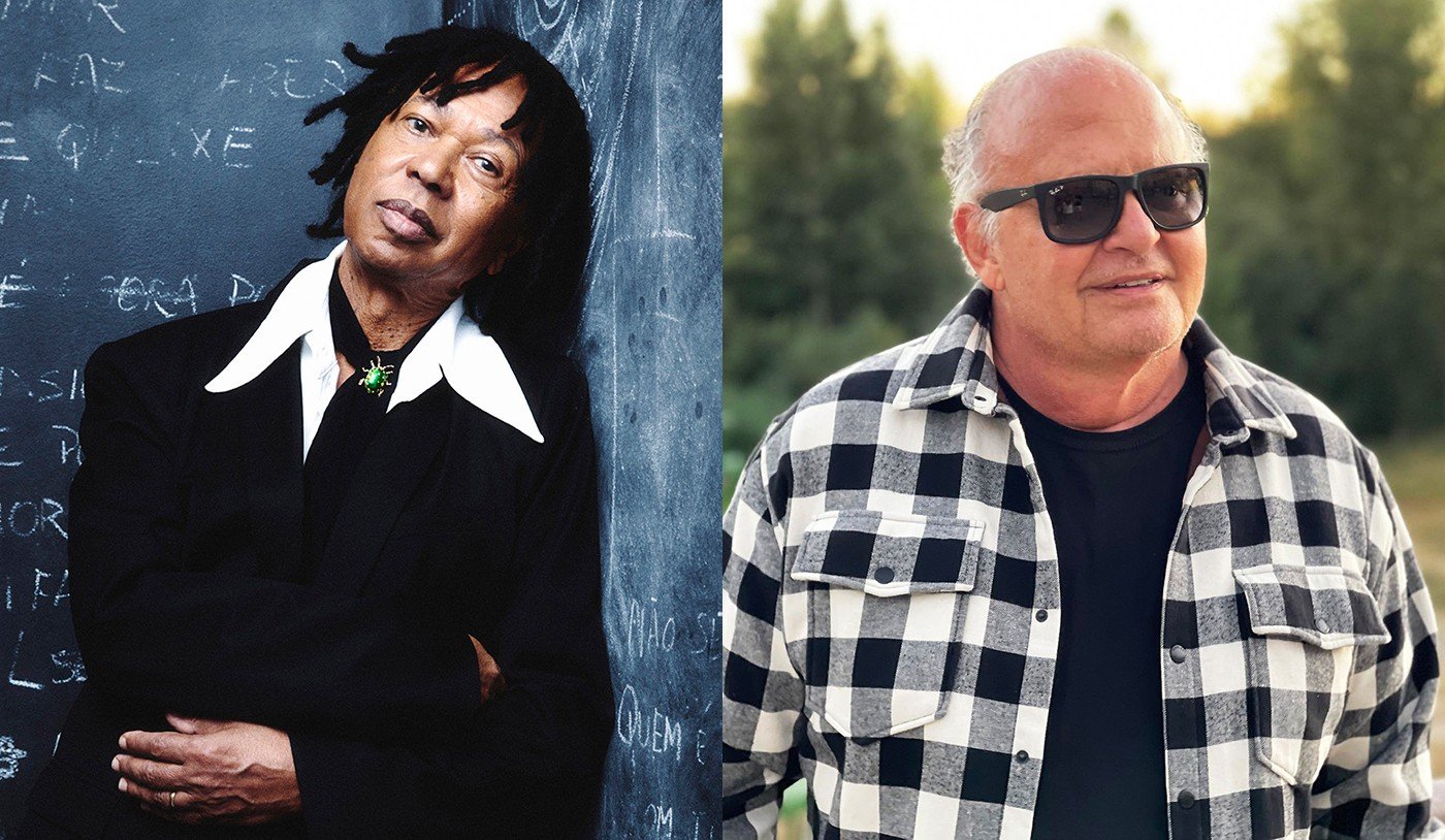 Os cantores Guilherme Arantes e Djavan comemoram meio