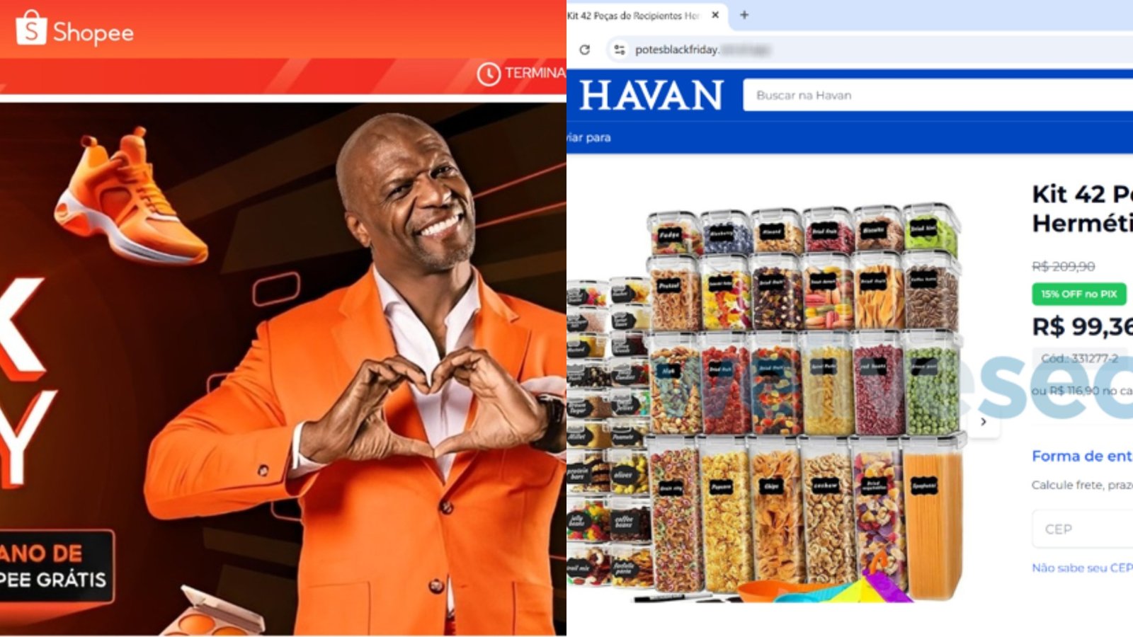 Golpistas criaram lojas online falsas que simulam as