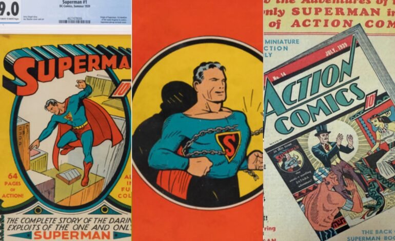 Uma cópia da edição nº 1 do quadrinho do Superman