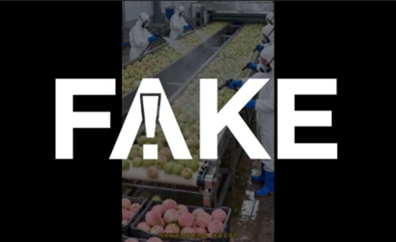 Um vídeo que mostra operários “tingindo” frutas e