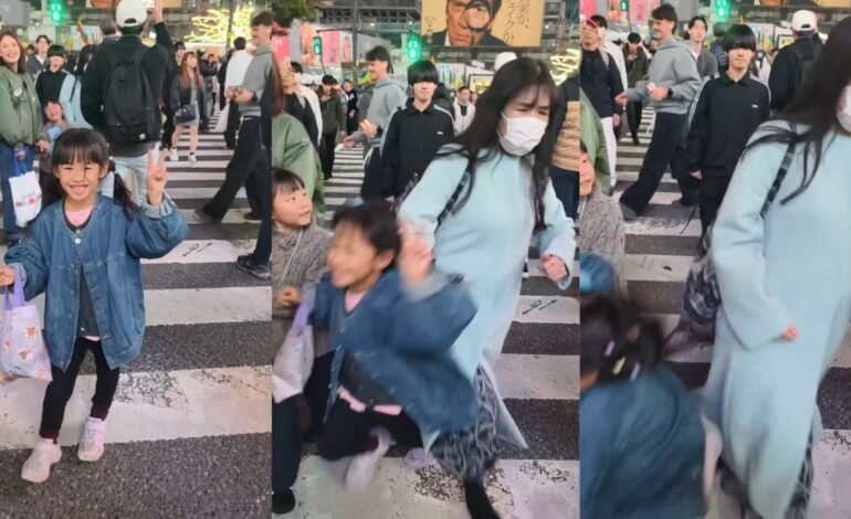 Um vídeo que mostra uma criança sendo empurrada