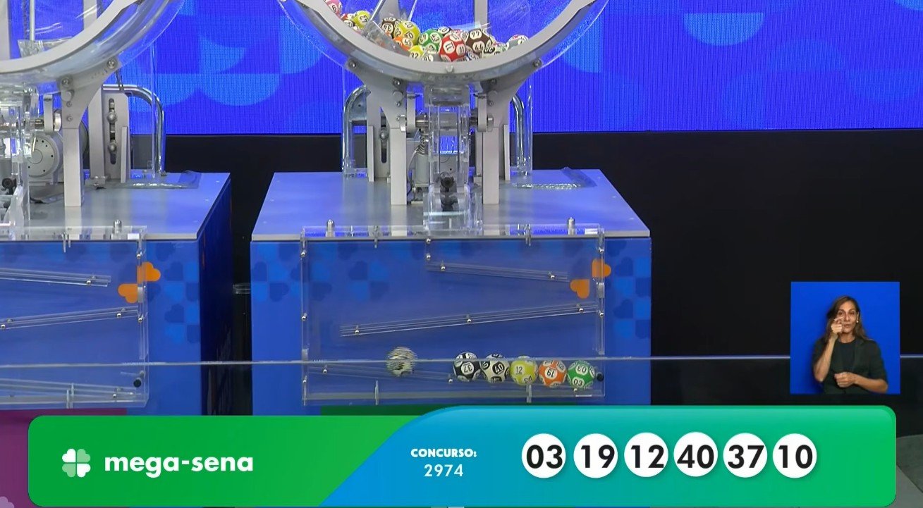 O sorteio do concurso 2.974 da Mega-Sena foi