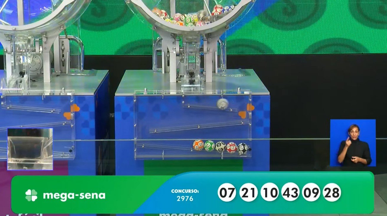 O sorteio do concurso 2.976 da Mega-Sena foi