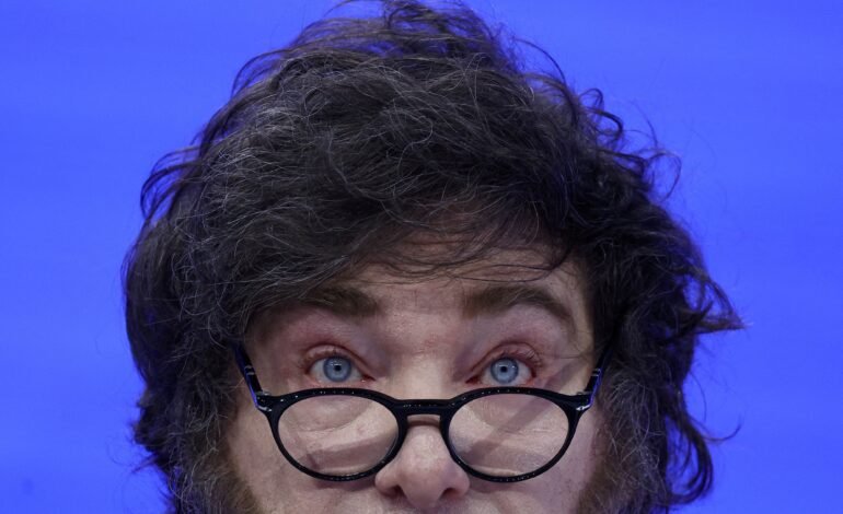 O presidente da Argentina, Javier Milei, faz um