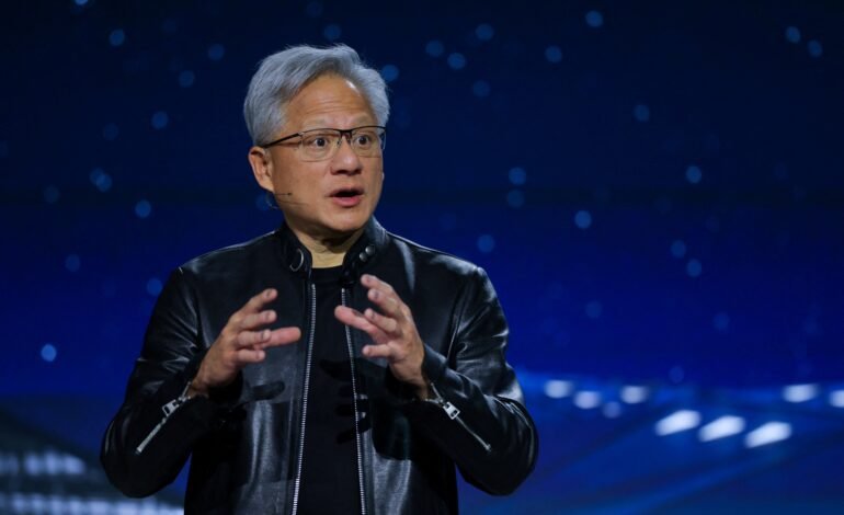 Jensen Huang, CEO da Nvidia, durante conferência da