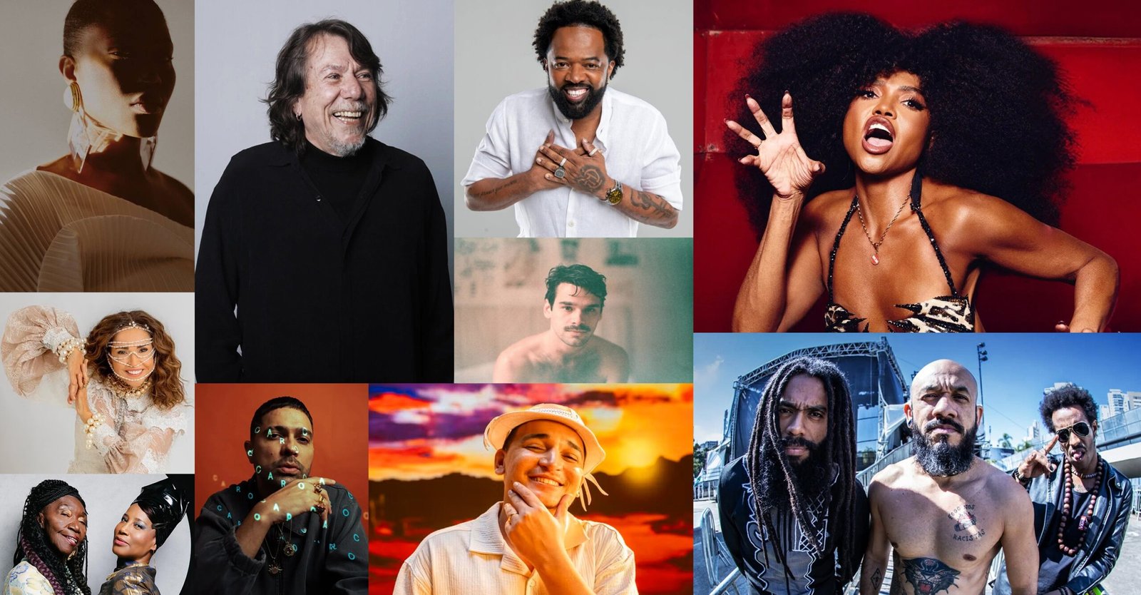 Painel com fotos de artistas indicados à premiação agendada