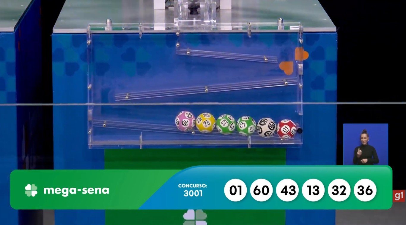 O sorteio do concurso 3.001 da Mega-Sena foi