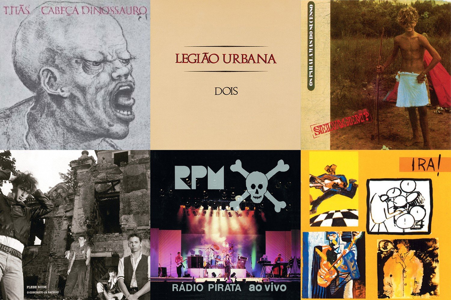 Capas dos álbuns ‘Cabeça dinossauro’, ‘Dois’, ‘Selvagem?’, ‘