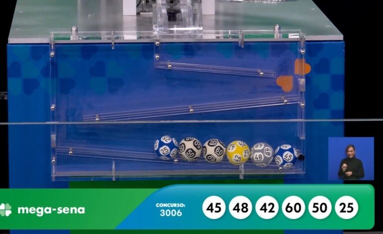 O concurso 3.006 da Mega-Sena foi sorteado na