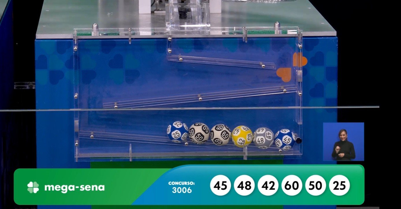 O concurso 3.006 da Mega-Sena foi sorteado na