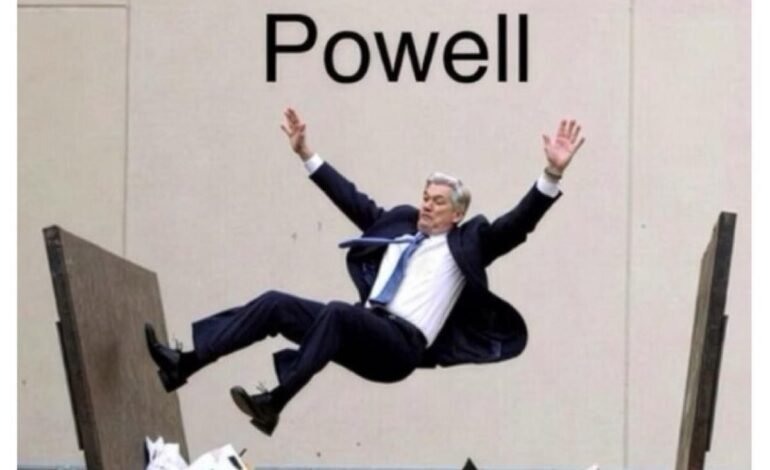 Trump publica imagem de jerome powell sendo jogado no lixo c