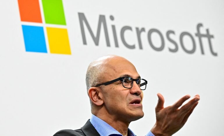 Satya Nadella, CEO da Microsoft, em 27 de fevereiro de
