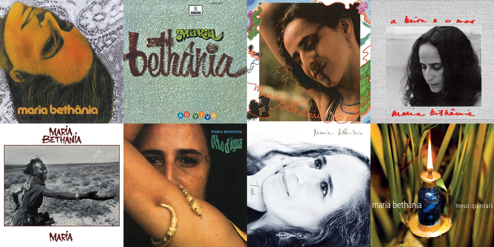 Capas de oito álbuns de Maria Bethânia Reprodução / Montagem