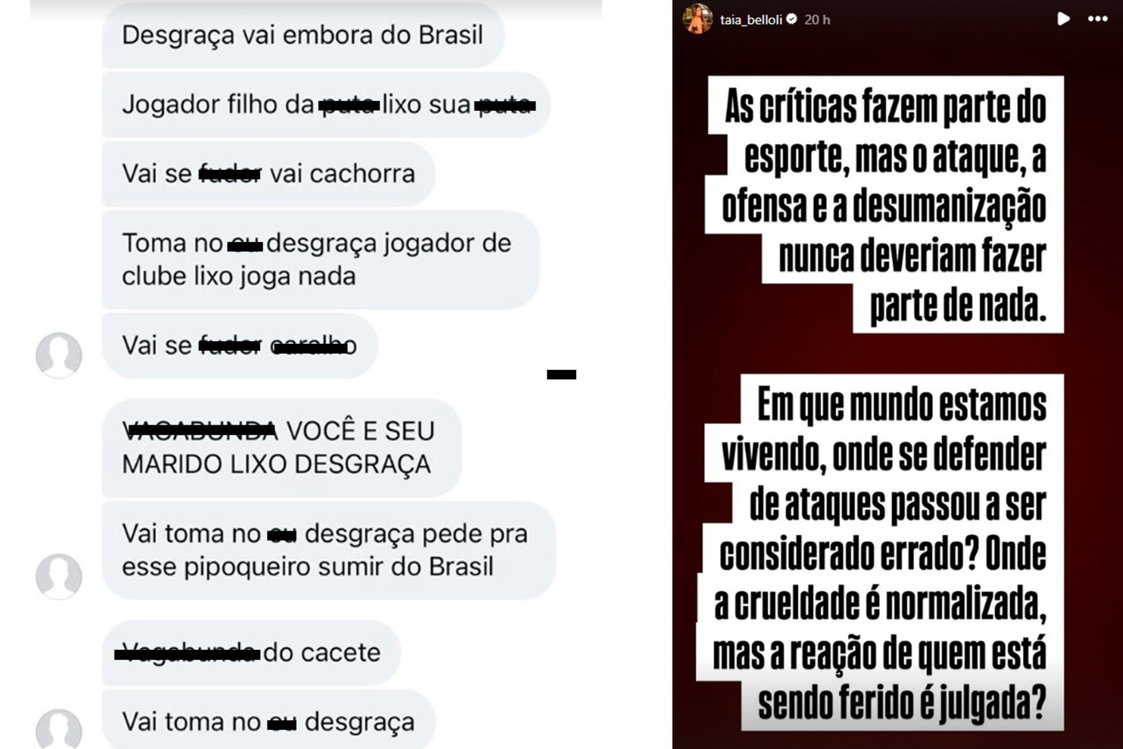 Natália Belloli, esposa do jogador Raphinha, publicou nas