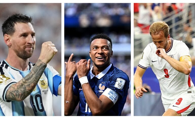 Lionel Messi, Kylian Mbappé e Harry Kane marcaram