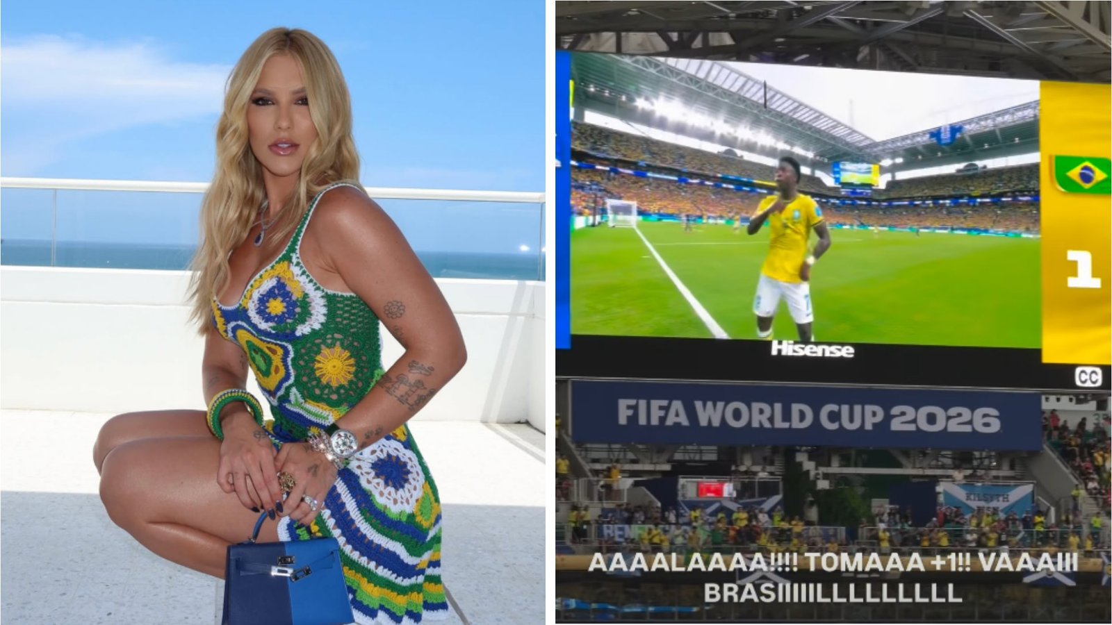 A influenciadora Virginia Fonseca comemorou os gols de